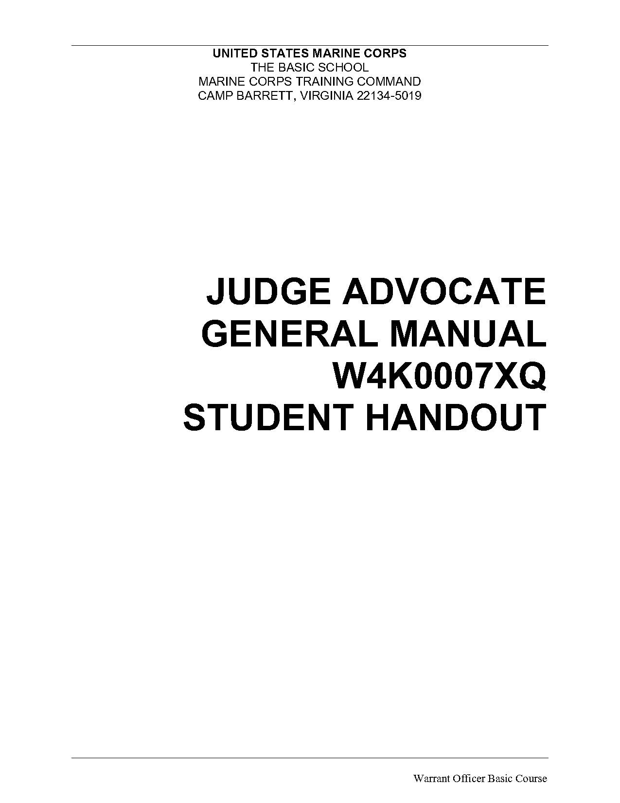 judge advocate warrant officer basic course